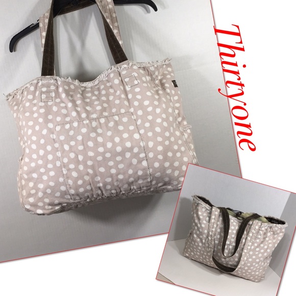 thirty-one Handbags - Thirty-one canvas lotsa dots retro metro tote bag